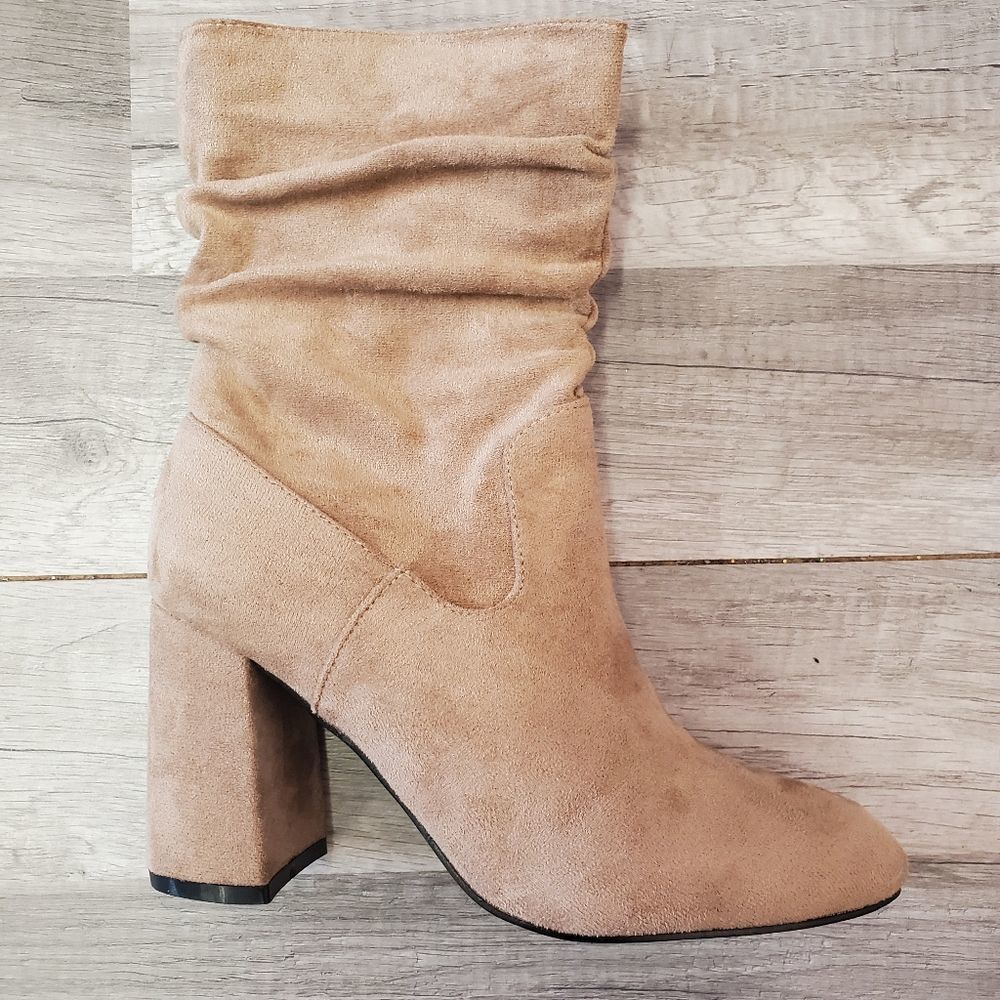 Taupe Chunky Heel Bootie - Picture 2 of 6
